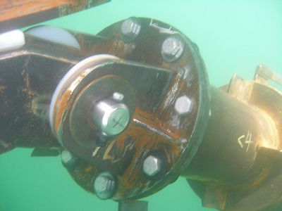 Underwater Spar Connection holding a large floating dock in place